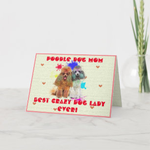 Carte De Remerciements Custom Poodé Maman Chien Best Crazy Dog Lady Card