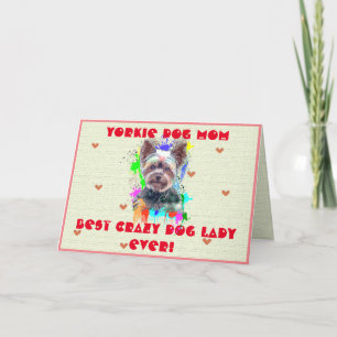 Carte De Remerciements Custom Yorkie Maman Chien Best Crazy Dog Lady Card