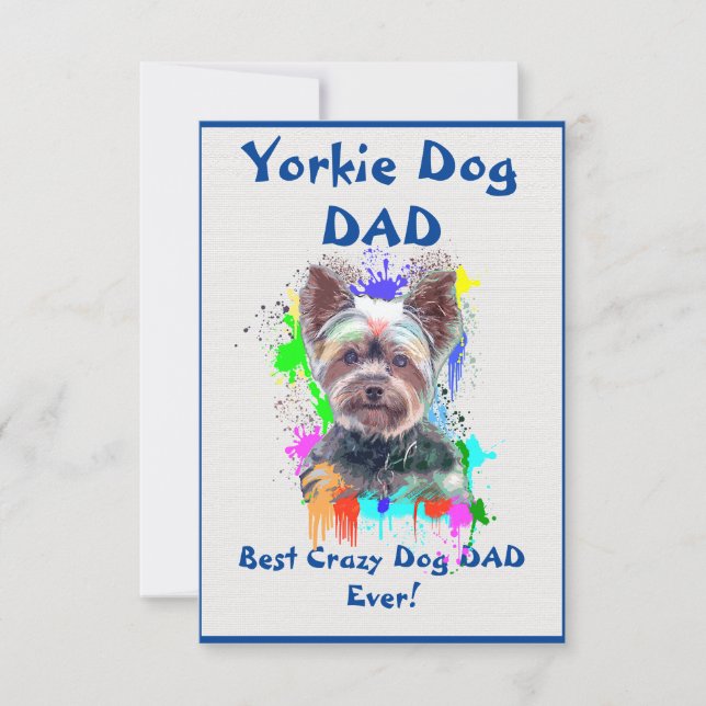 Carte De Remerciements Custom Yorkie papa chien meilleur chien fou papa (Devant)