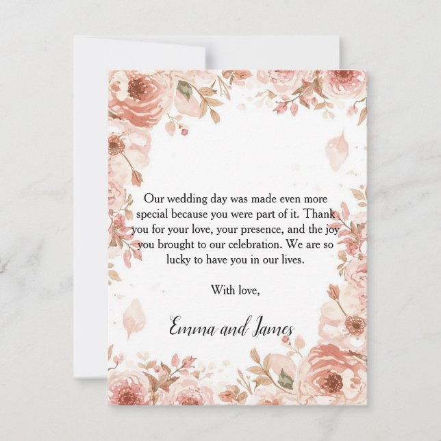 Carte De Remerciements Customisable Floral Wedding Thank You Card | Elega (Devant)