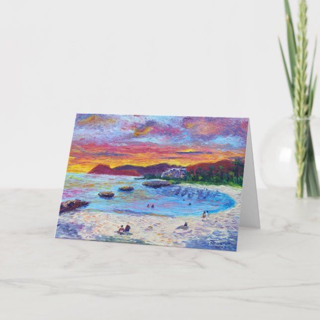 Carte De Remerciements Customizable Hawaiian Lagoon 4 Sunset (Devant)