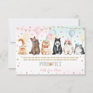 Carte De Remerciements Cute adorable Chats de Pawty Ballons Anniversaire