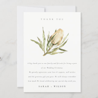 Carte De Remerciements Cute Amérindienne Banksia Aquarelle Mariage Floral