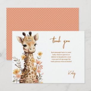 Carte De Remerciements Cute Aquarelle Baby Giraffe Baby shower