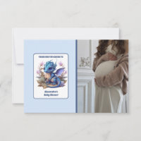 Cute Aquarelle Baby shower Dragon Bleu