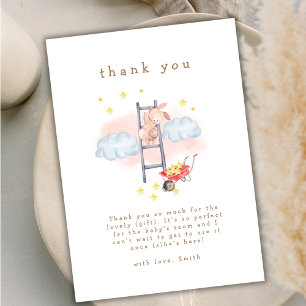 Carte De Remerciements Cute Aquarelle Boho Bunny Stars Baby shower