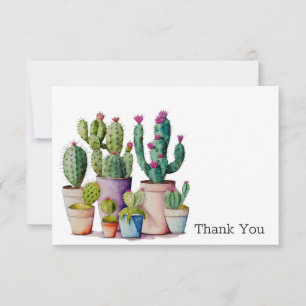 Carte De Remerciements Cute aquarelle cactus succulents dans les pots