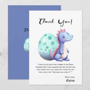 Carte De Remerciements Cute aquarelle Petit Baby shower Dinosaure