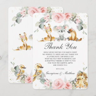 Carte De Remerciements Cute Australian Animals Rose Floral Vert
