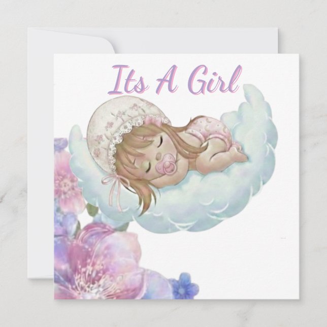 Carte De Remerciements Cute Baby girl Shower (Devant)