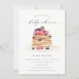 Carte De Remerciements Cute Baby shower d'aquarelle de Pancake Fruit Invi