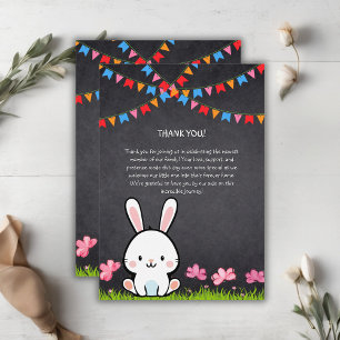 Carte De Remerciements Cute Baby shower de lapin en tableau blanc