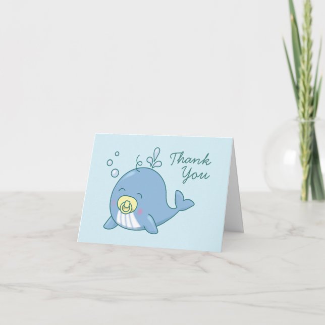 Carte De Remerciements Cute baleine Baby shower Kawaii (Devant)
