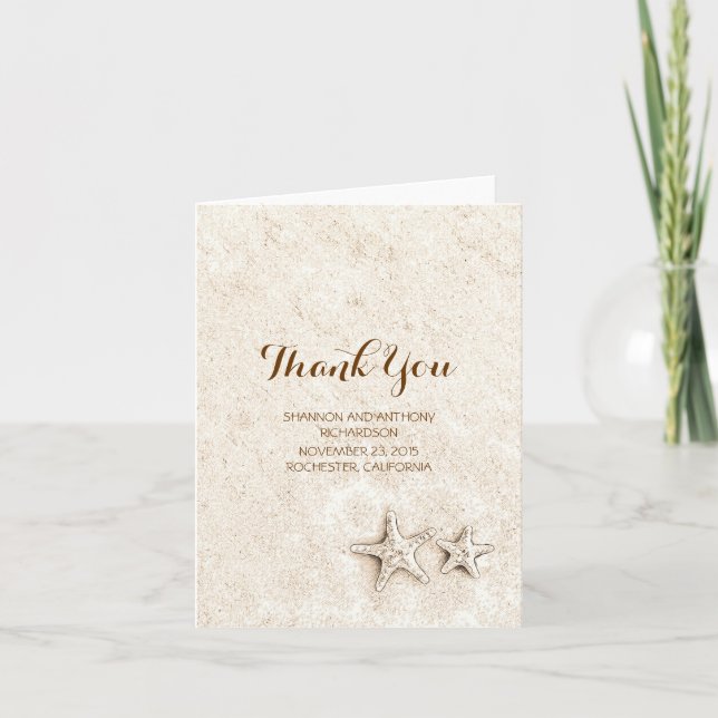 Carte De Remerciements cute beach wedding thank you cards (Devant)