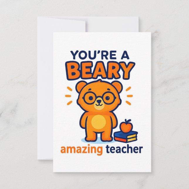Carte De Remerciements  Cute Bear Teacher Appreciation Card (Devant)
