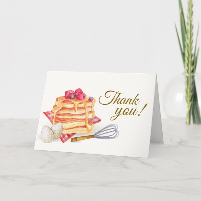 Carte De Remerciements Cute Berry Pancake Oeuf Whisk Brunch Baby shower (Devant)