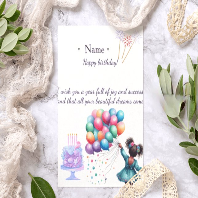 Carte De Remerciements Cute Black Girl Personalized Birthday Card | Afro  (Créateur téléchargé)