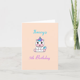 Carte De Remerciements Cute blanc licorne rose