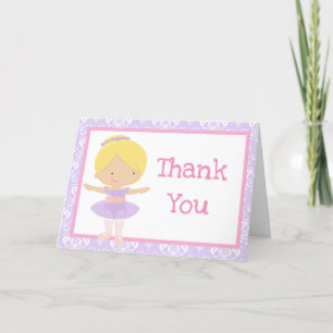 Carte De Remerciements Cute Blonde Ballerina 'Merci'