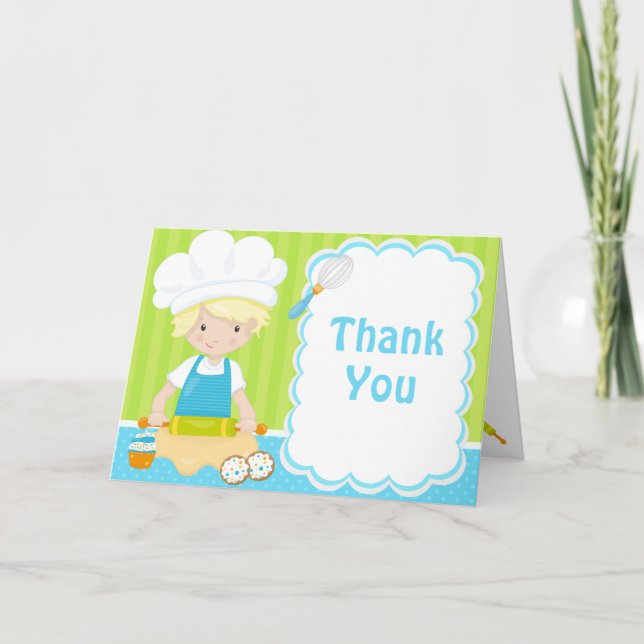 Carte De Remerciements Cute Blonde Cheveux Bois Baking Anniversaire (Devant)