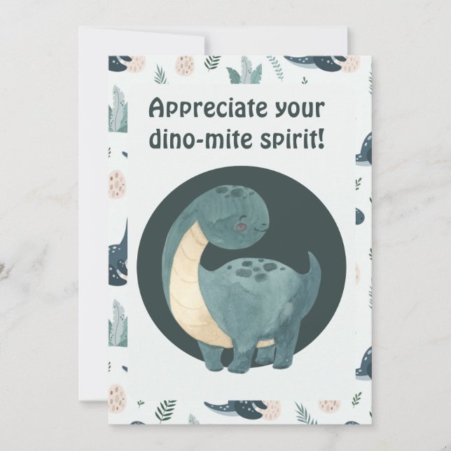 Carte De Remerciements Cute Blue Green Dinosaur Photo personnalisée et no (Devant)