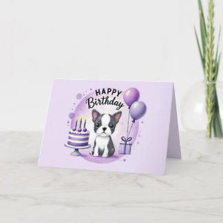 Carte De Remerciements Cute Boston Terrier Birthday Card 