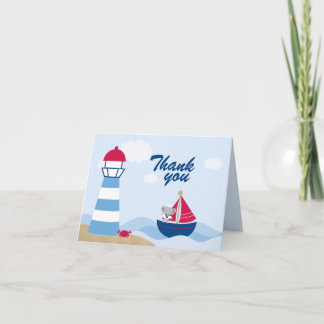 Carte De Remerciements Cute boy elephant sailor thank you folded card