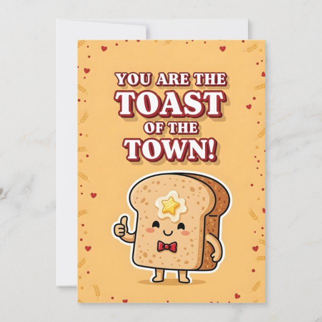 Carte De Remerciements Cute Breakfast Pun You Are the Toast of the Town (Devant)