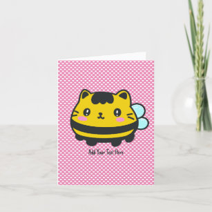 Carte De Remerciements Cute Bumblebee Chat Texte personnalisé