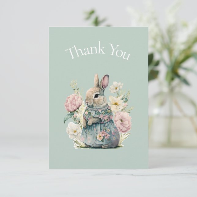 Carte De Remerciements Cute Bunny Baby Shower Thank You (Debout devant)