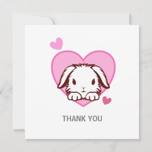 Carte De Remerciements Cute Bunny Coeur rose