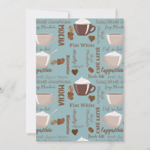 Carte De Remerciements Cute Café Cups Crème Caféine Grains Coeur Brown