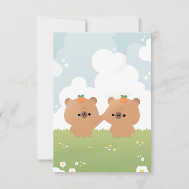 Carte De Remerciements Cute Capybara Romantique (Devant)
