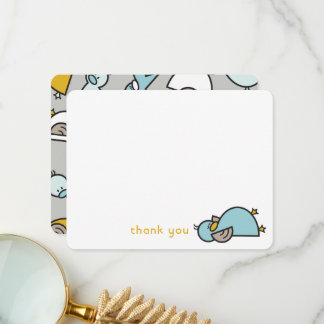 Carte De Remerciements Cute Cartoon Canards/Canettes Bébé Garçon Douche/N