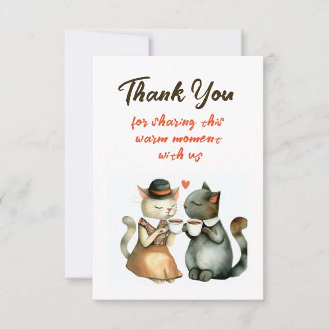 Carte De Remerciements Cute Cat Couple Wedding Thank You (Devant)