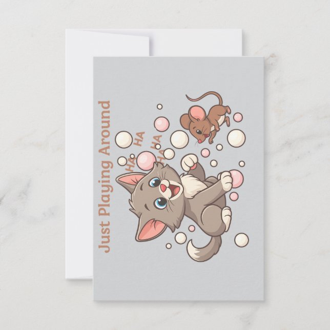 Carte De Remerciements Cute Cat & Mouse Friendship (Devant)