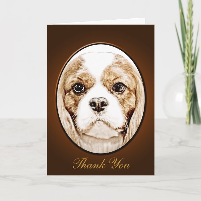 Carte De Remerciements Cute Cavalier King Charles Spaniel (Devant)
