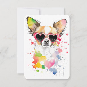 Carte De Remerciements Cute Chihuahua avec Lunettes de soleil Coeur