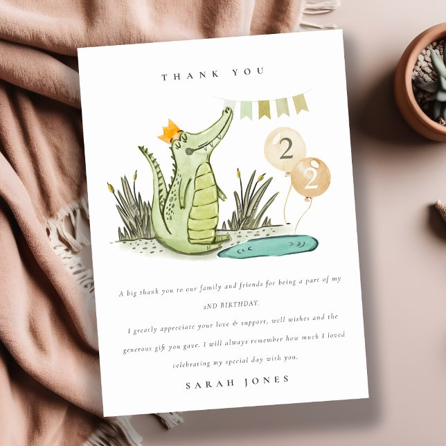 Carte De Remerciements Cute Chomp Alligator dans le marais pour un annive (Créateur téléchargé)