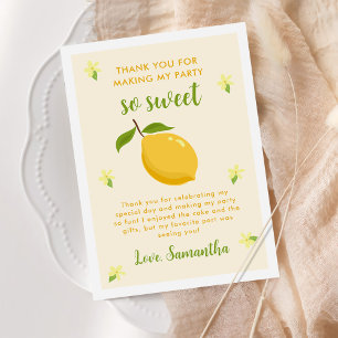 Carte De Remerciements Cute Citron Citrus fête d'anniversaire