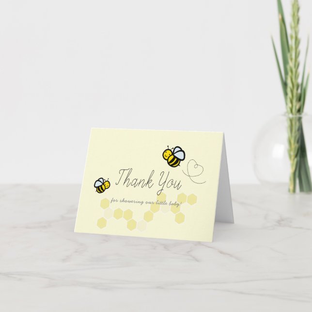 Carte De Remerciements Cute citron jaune Bumble/Miel Baby shower d'abeill (Devant)