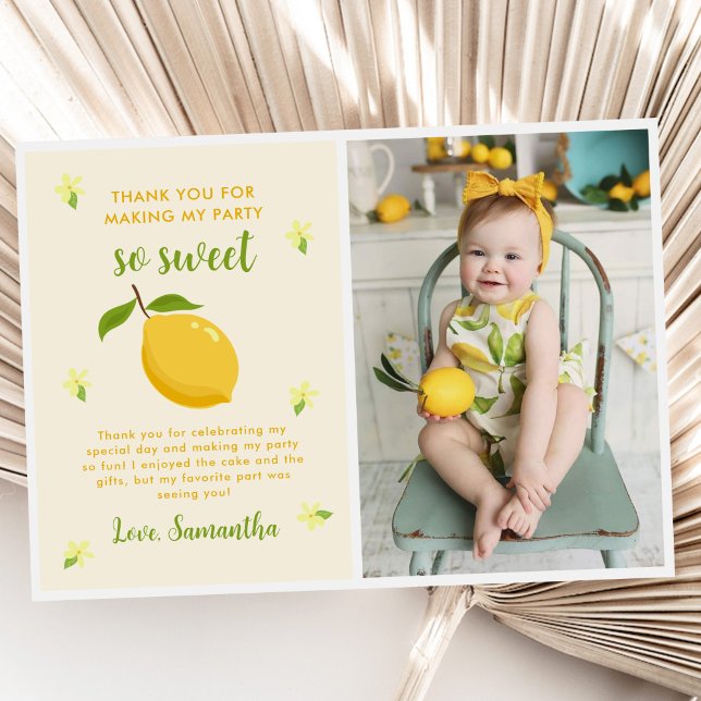 Carte De Remerciements Cute Citrus Citrus Anniversaire Photo (Créateur téléchargé)