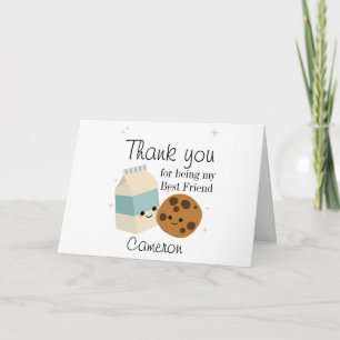 Carte De Remerciements Cute Cookie et Milk kawaii meilleur ami