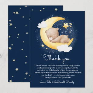 Carte De Remerciements Cute Crescent Marine Lune Teddy Bear Baby shower