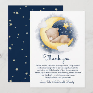 Carte De Remerciements Cute Crescent Moon Teddy Bear Baby shower