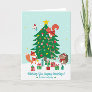 Carte De Remerciements Cute Deck Les Halls avec Animaux