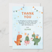 cute dinosaur 4th Birthday Thank You Cards
