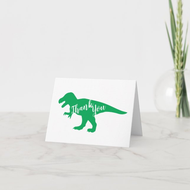 Carte De Remerciements Cute Dinosaur Baby shower Dino Blue et Green Boy (Devant)