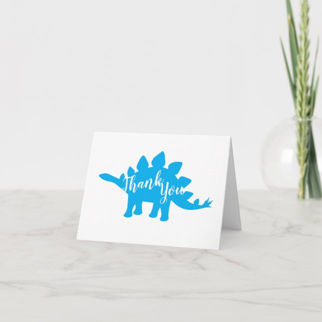 Carte De Remerciements Cute Dinosaur Baby shower Dino Blue et Green Boy (Devant)