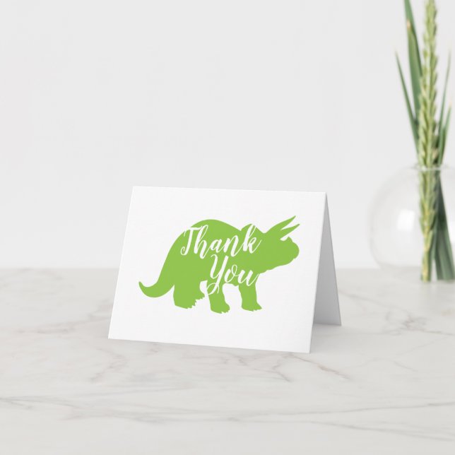 Carte De Remerciements Cute Dinosaur Baby shower Dino Blue et Green Boy (Devant)